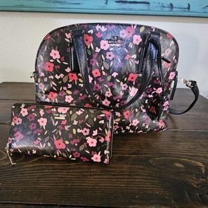 Kate Spade floral handbag and wallet set